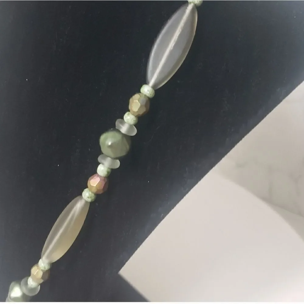 ARTISAN Lucite Resin Beaded Necklace Shades Of Green